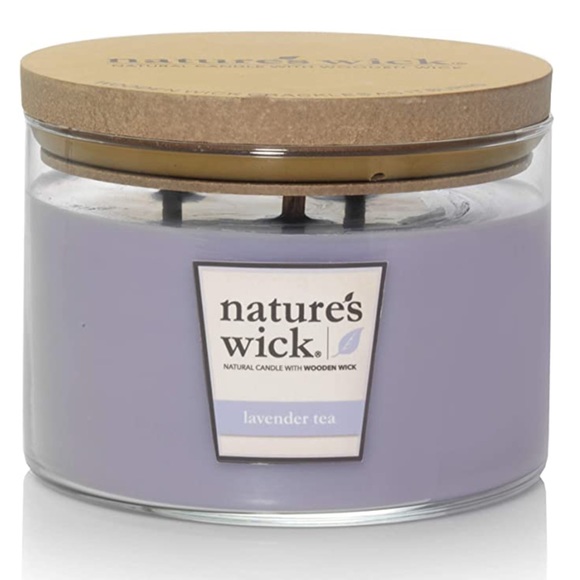 Woodwick Nature's Wick Candle Large 3 Wick Lavender Tea Scented Relaxation 18 oz - Picture 2 of 7